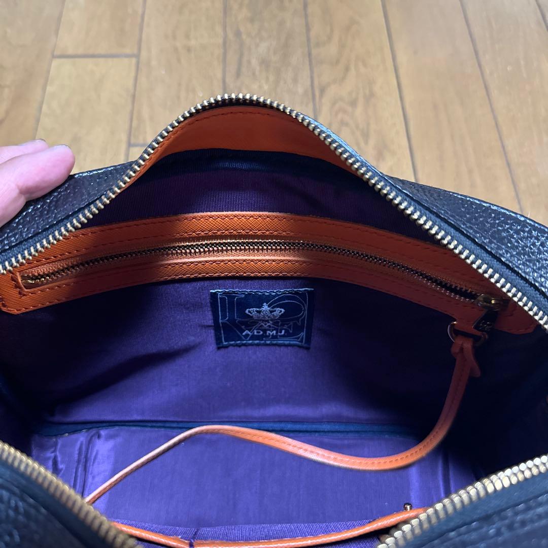 ADMJ 牛革シュリンクレザーボストンバッグ