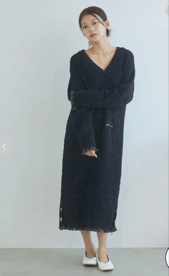 【JOEL ROBUCHON】ツイードモコVネックワンピース