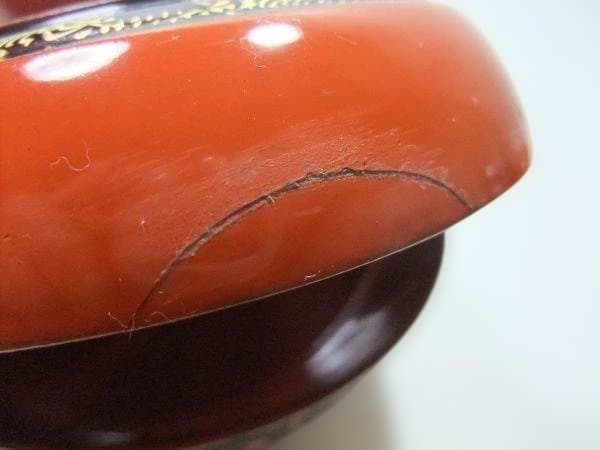 洗朱 吸物椀 10客 昭和18年 漆器 椀 10個セット オレンジと黒の装飾