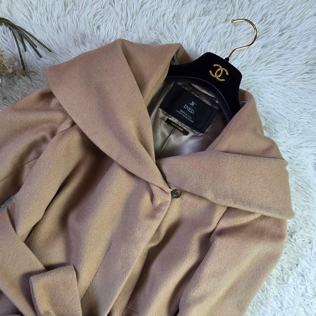 極美品 イネド カシミヤ100% ロングコート キャメル ブラウン サイズM
