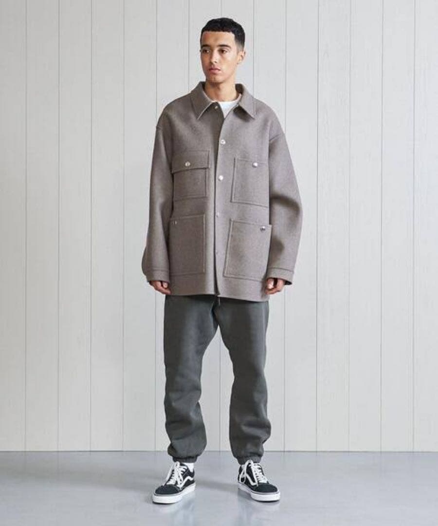 H カバーオール　M グレージュ　ウールカシミヤ