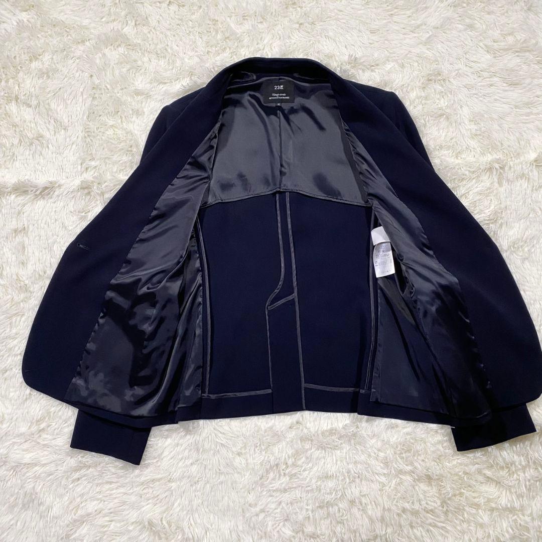 1091【美品】23区 パンツ スーツ セットアップ 紺 ネイビー 42