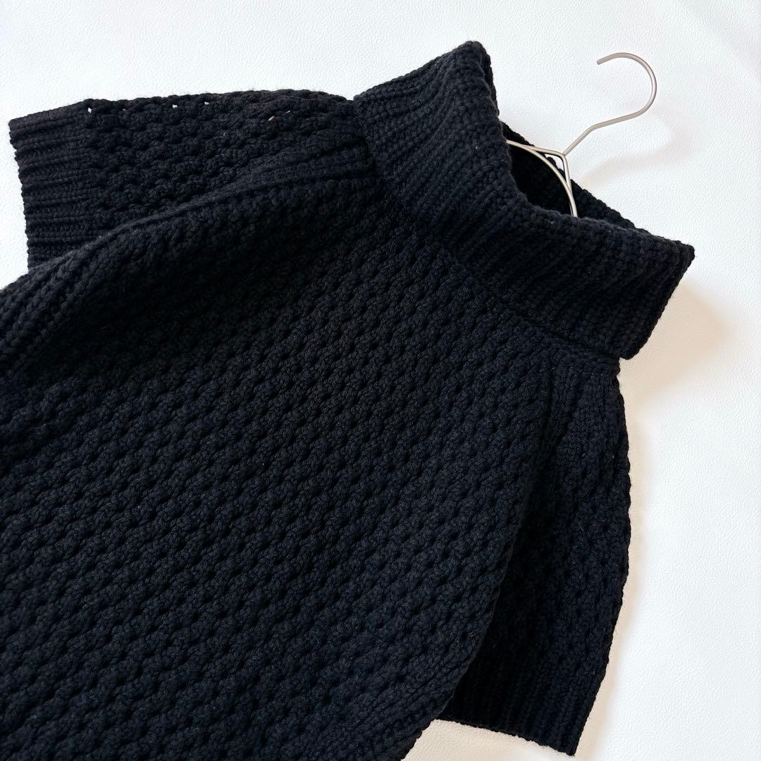 未使用級♡フォクシー ウールシルクカシミヤ タートルネック半袖ニット ローゲージ