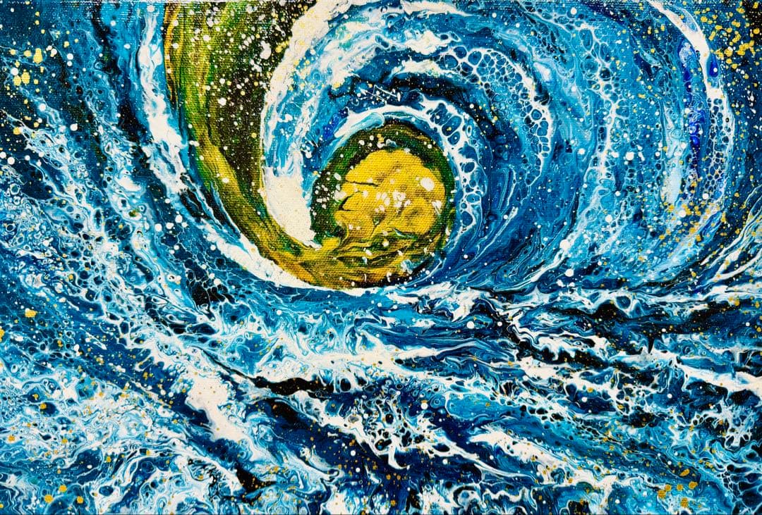 原画 抽象画 【 進心の鼓動波 - Shinshin no Kodoha - 】