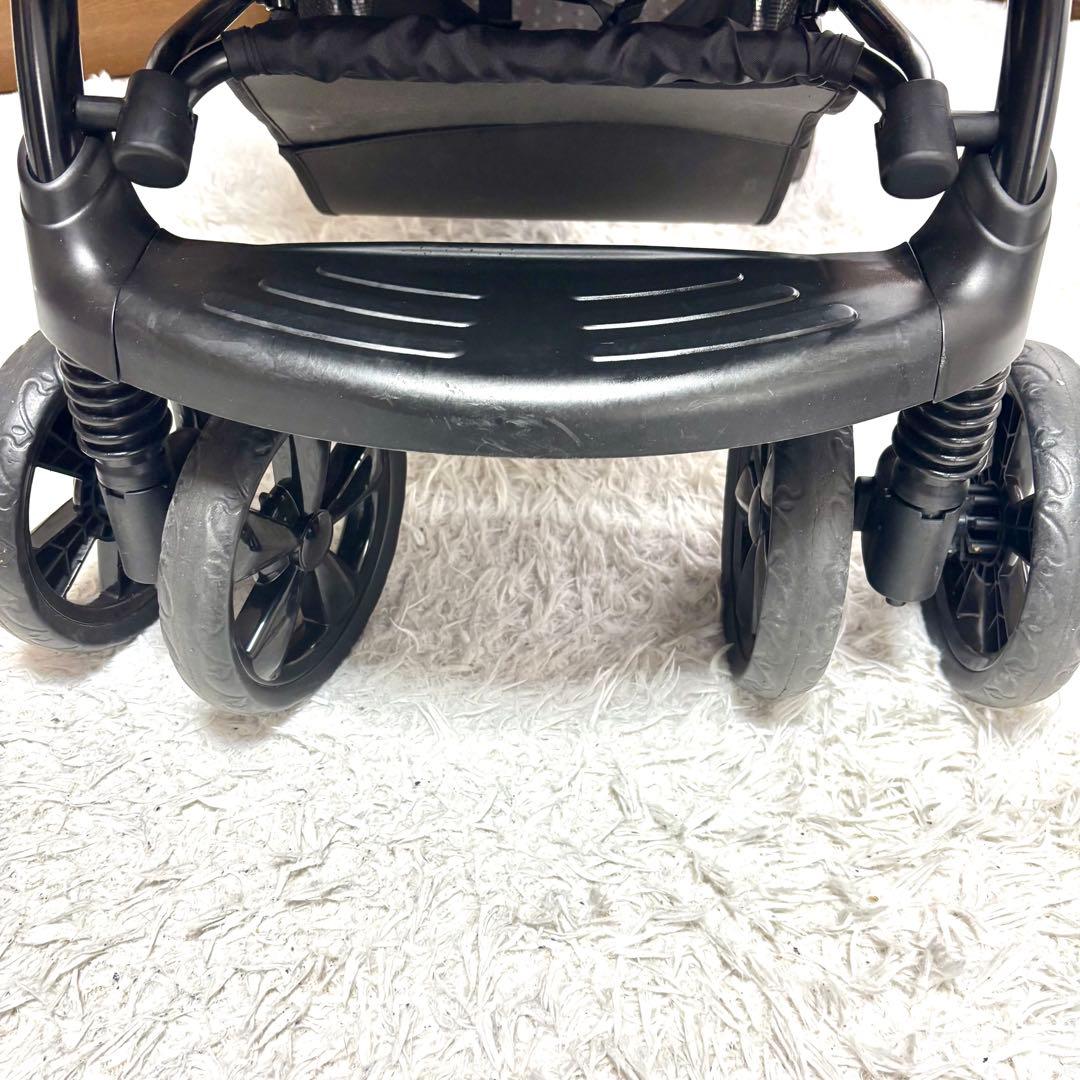 ✨極美品✨KATOJIベビーカー 二人でゴーDX　ブラック黒　レインカバー付き