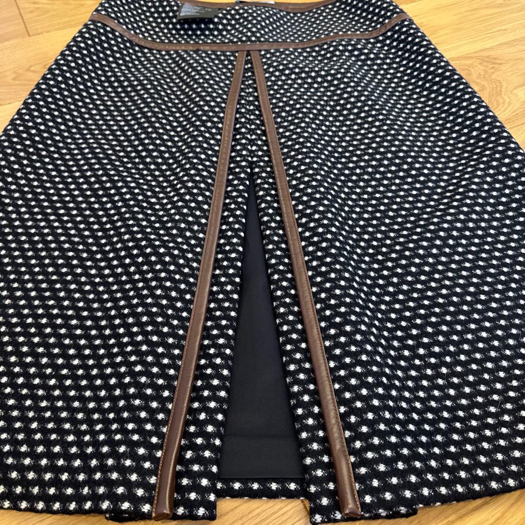PRADAスカート 42 レザーパイピング