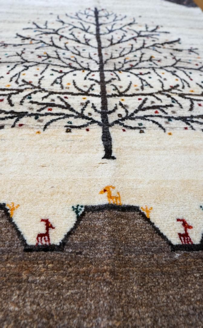 141×86cm ペルシャギャッベ 手織り カシュクリギャベ