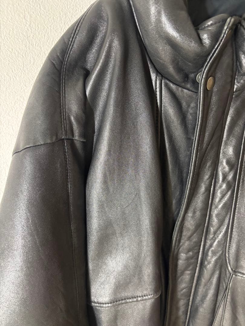 Eddie Bauer レザー ダウンジャケット　黒タグ