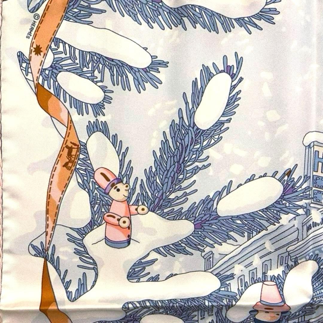 希少極美品 エルメス シルクスカーフガヴロッシュ フォーブル24番地のクリスマス