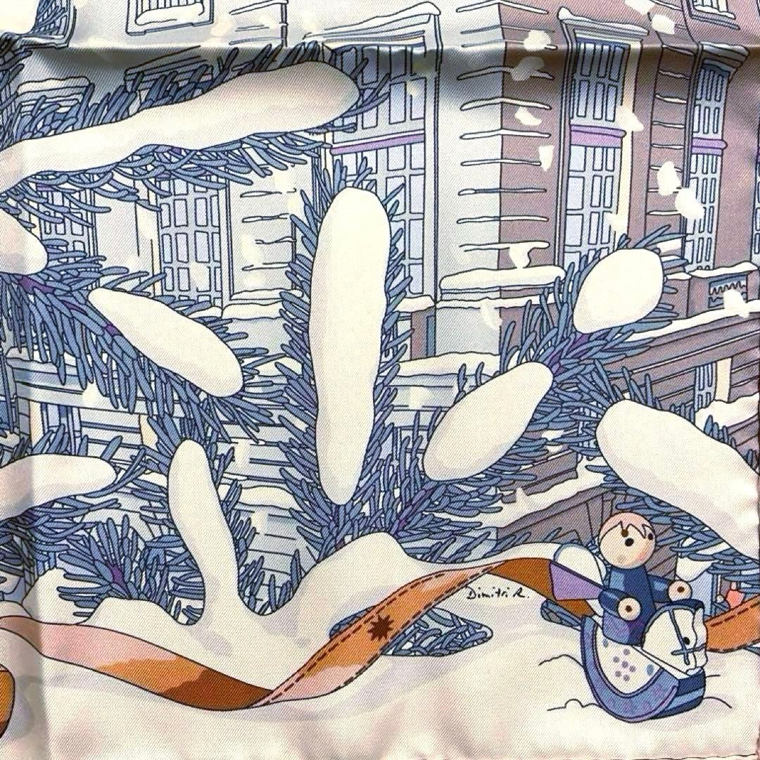 希少極美品 エルメス シルクスカーフガヴロッシュ フォーブル24番地のクリスマス