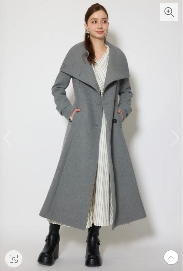 rienda 25オーバーネックシンデレララインコート グレー