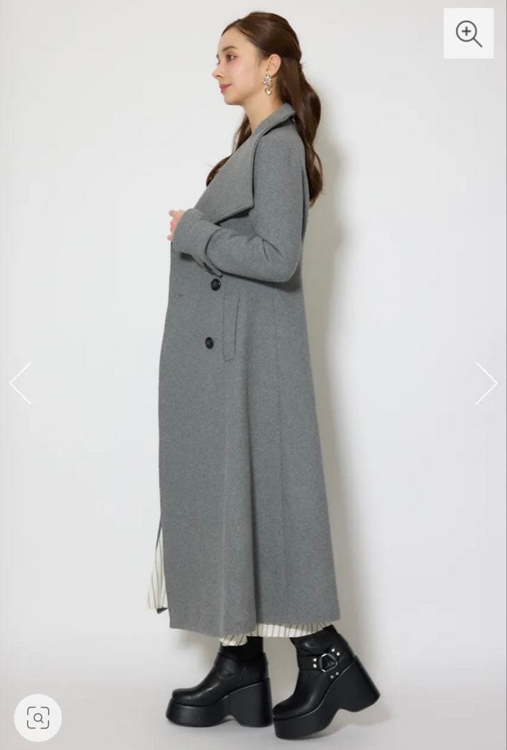 rienda 25オーバーネックシンデレララインコート グレー