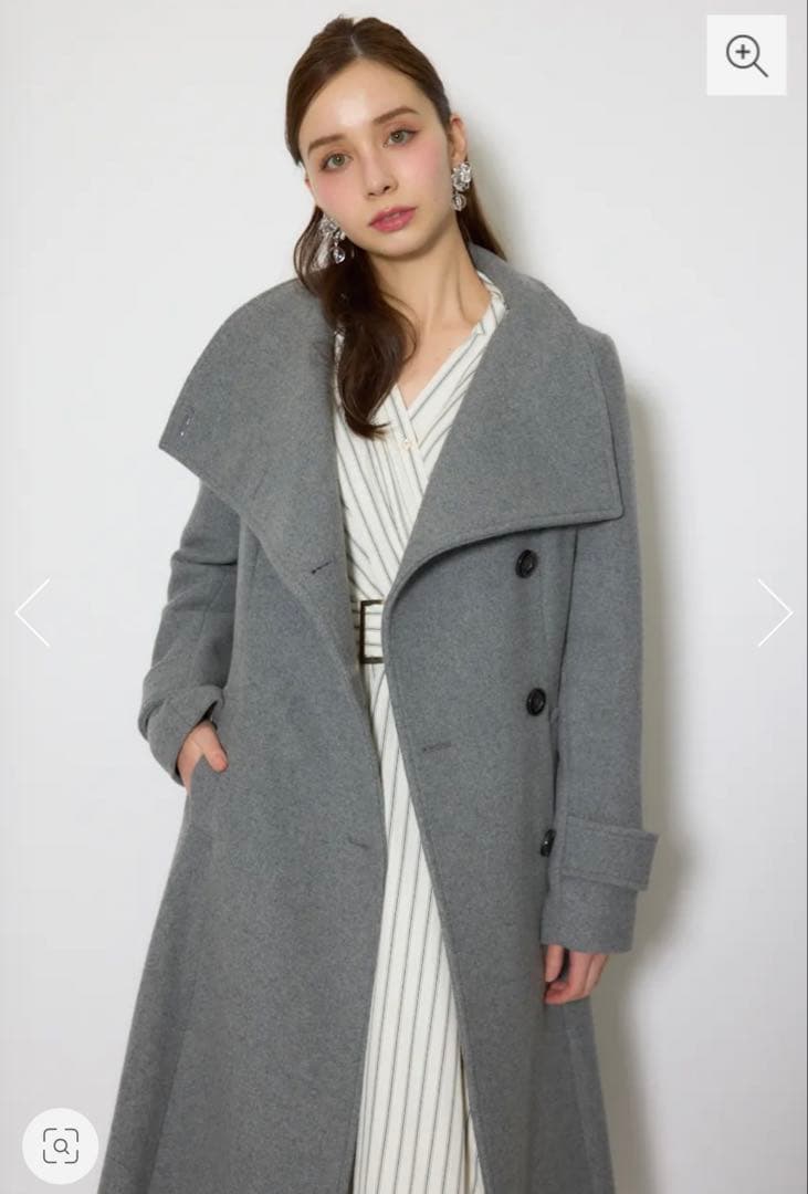 rienda 25オーバーネックシンデレララインコート グレー