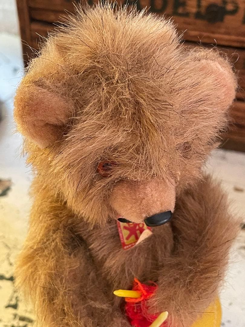 美品　ヴィンテージ　ゼンマイ　編み物ベア アンティークベア　ドイツ