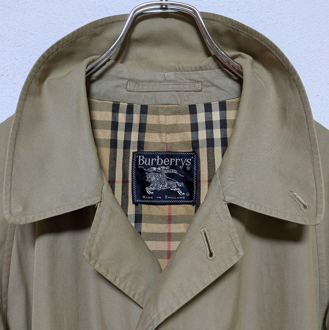 英国製 80〜90s バーバリー ステンカラーコート メンズ コットン 玉虫 7