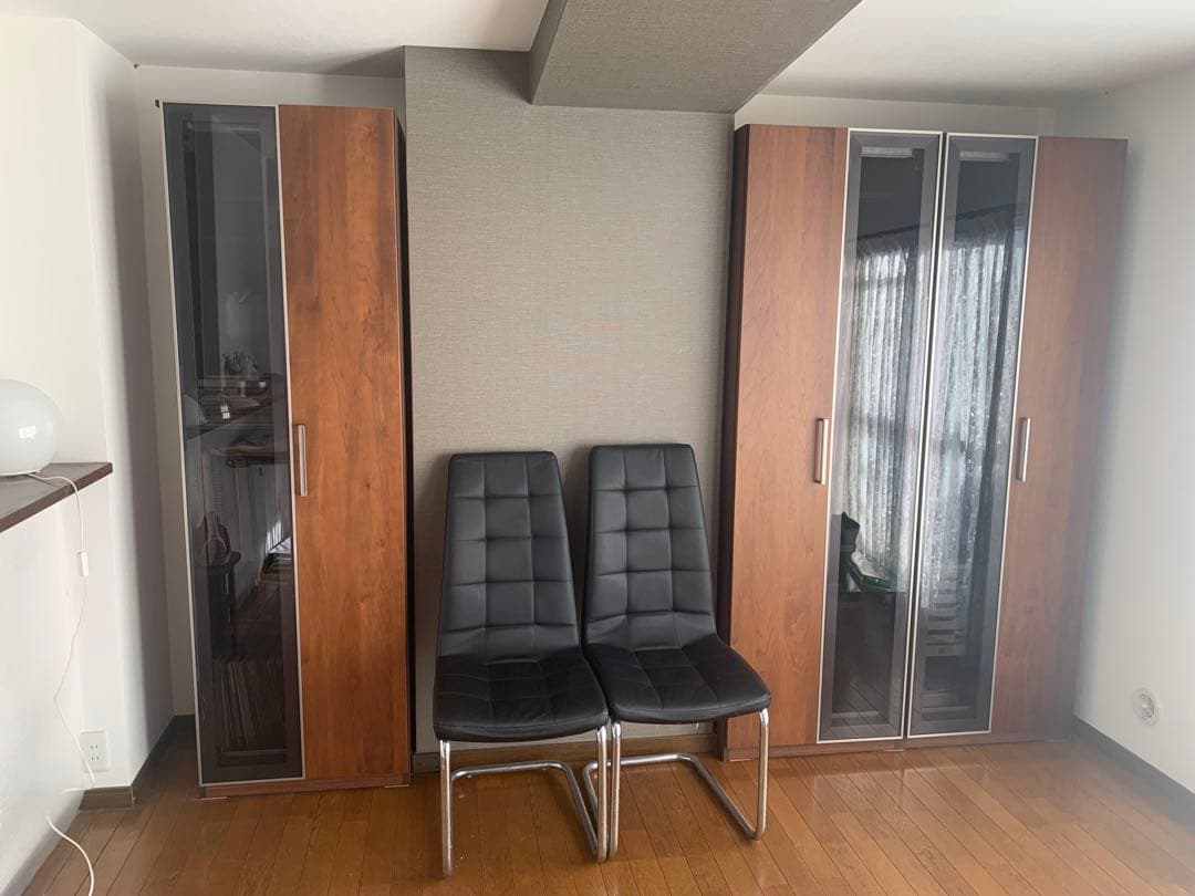 ブラウン木製スリム収納キャビネット　美品