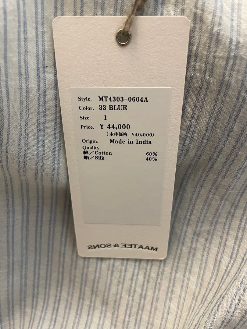 【タグ付き美品】 24SS MAATEE&SONS シャツ GUPTA サイズ1