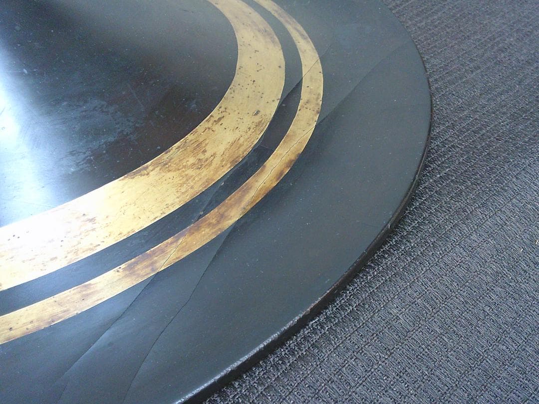 【陣笠　金彩線状文　家紋　年代物・N21・武具甲冑 】刀装具　縁頭 鍔目貫　外装