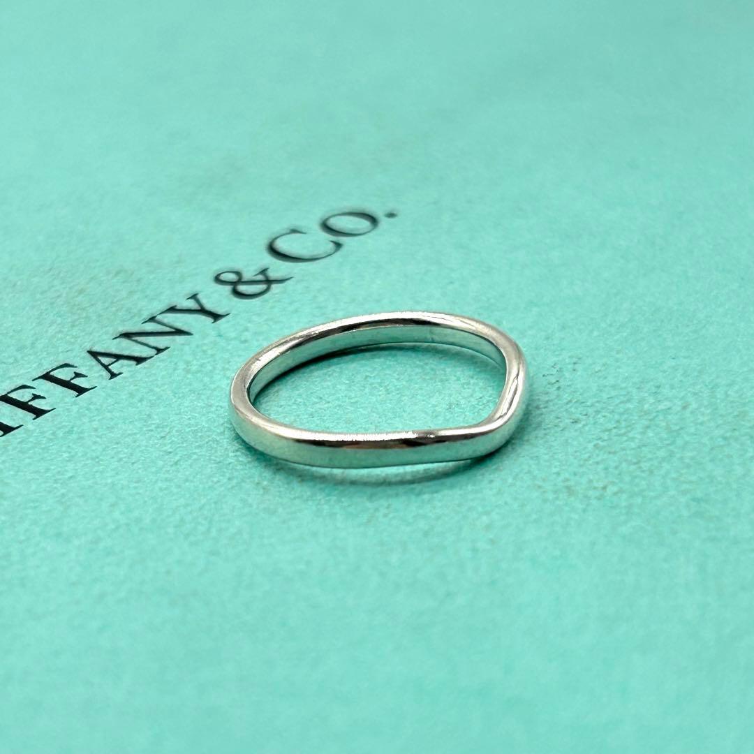 美品　ティファニー　カーブド　バンド　リング　10号　シルバー