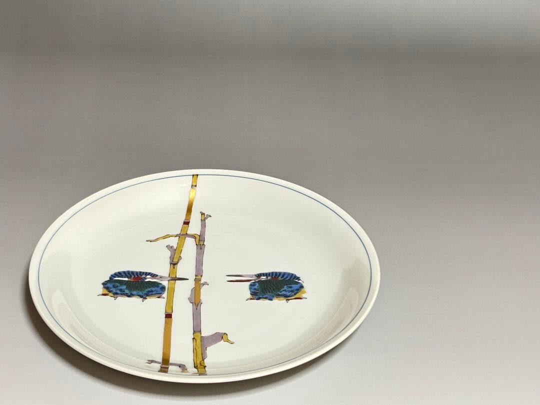 九谷焼　翡翠文皿　武腰潤　　径27.8cm！