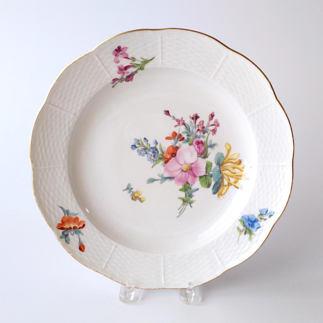 マイセン Meissen 1780-90年頃 金彩花絵 ディナープレート