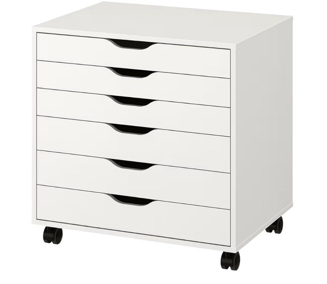 IKEA Alex アレクス　 ホワイト 6段チェスト キャスター付き