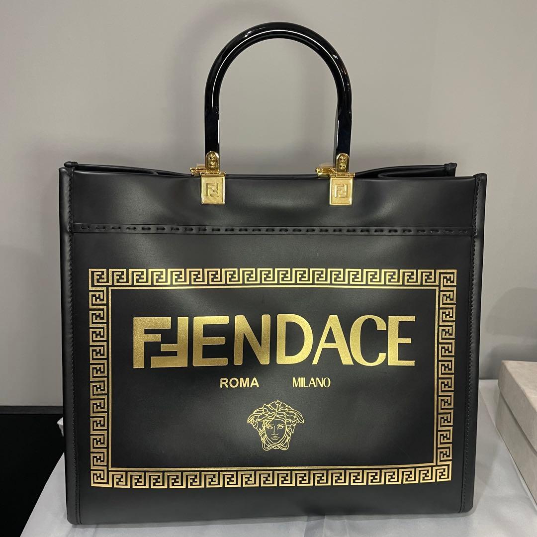 【鑑定済み】フェンダーチェ (FENDACE) トートバッグ ブラック レザー