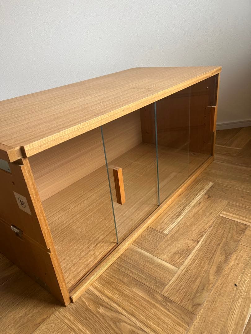 ステンレスユニットシェルフ用・ボックス・ガラス引き戸・オーク材