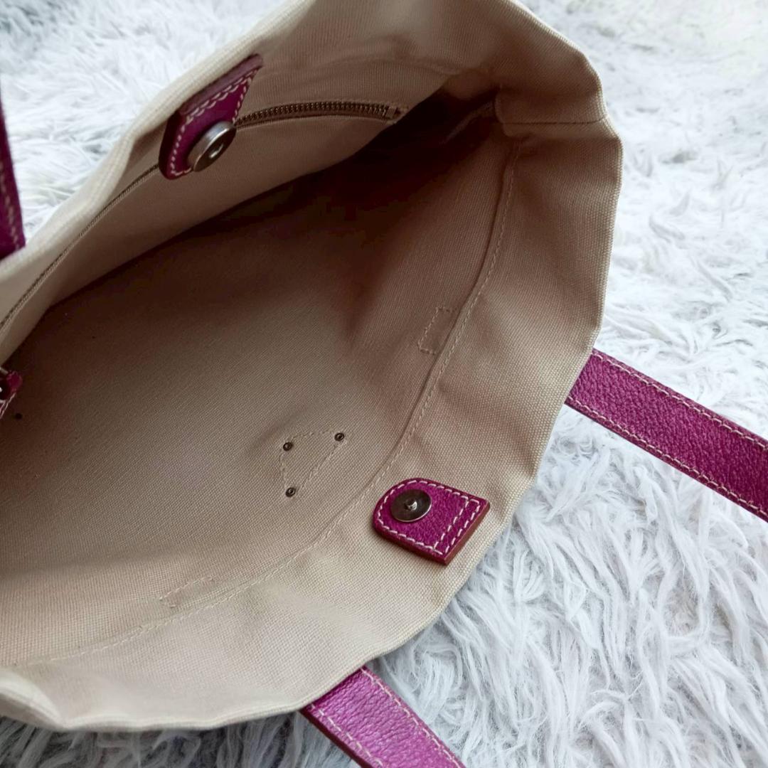 プラダ PRADA キャンバストートバッグ ベージュ系/パープル系