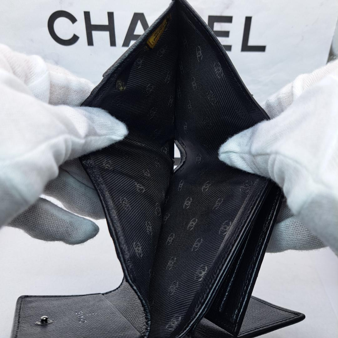 CHANEL　ココボタン　ブラック　三つ折り財布　財布