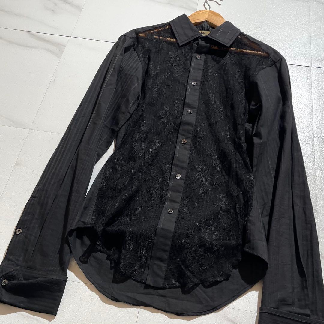 入手困難✨ ジョンガリアーノ レース生地 ブラック カットソー フォーマル 黒色