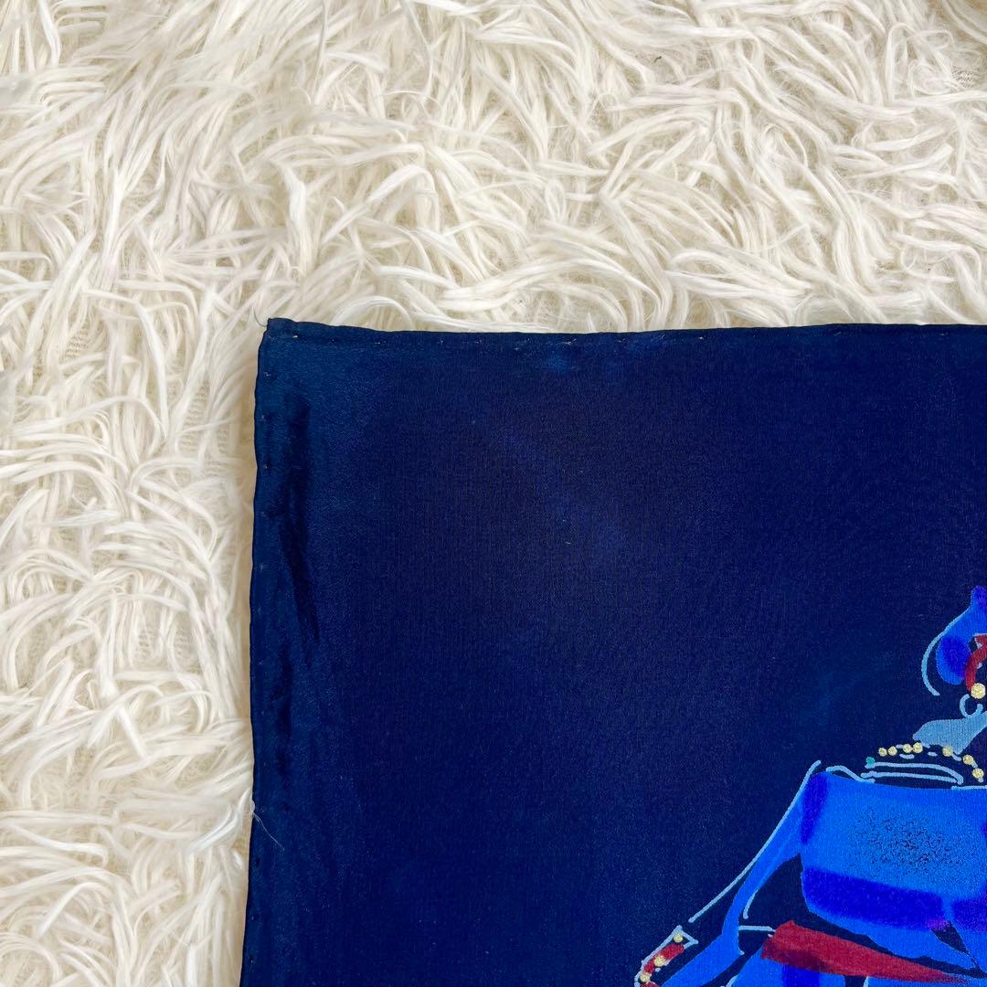 CHANEL シャネル マドモアゼル スカーフ シルク 大判 ネイビー