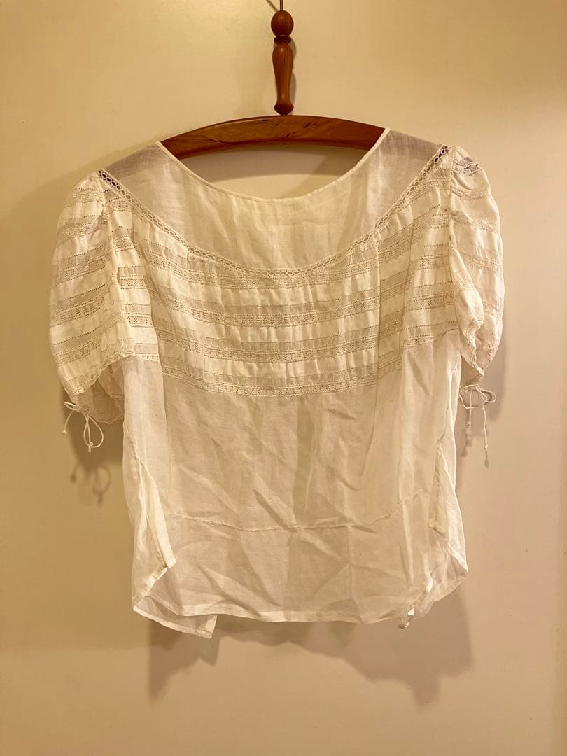 アンティーク　ヴィンテージ　パフスリーブ　レース　ブラウス　羽織り　トップス