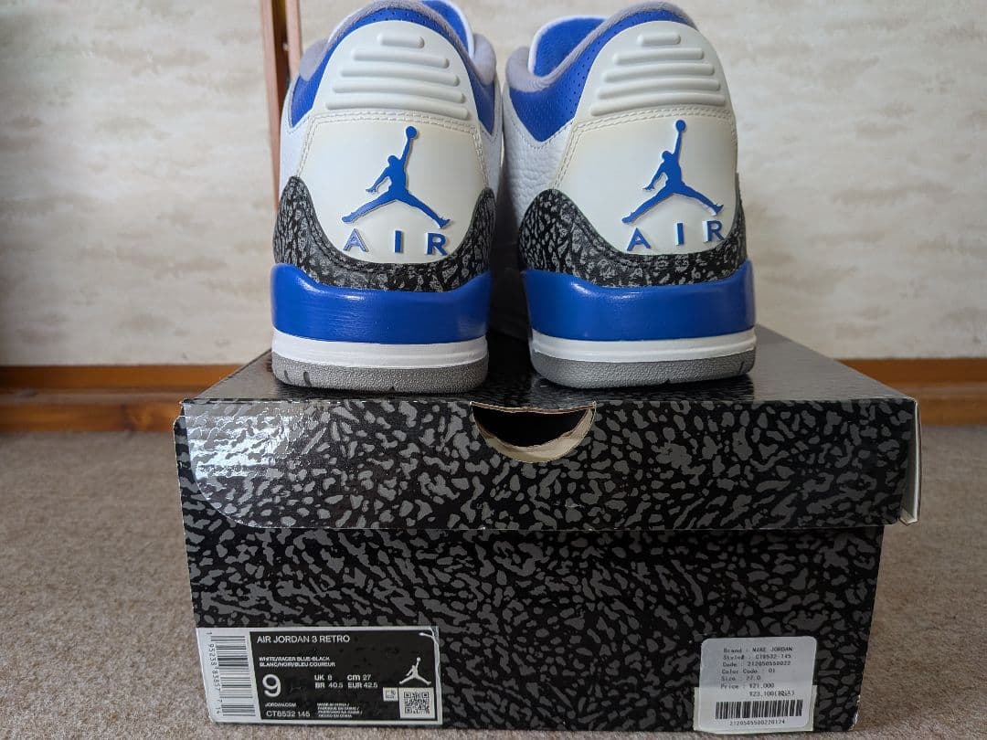 Air Jordan Retro 3 ホワイト/ブルー/グレー 9
