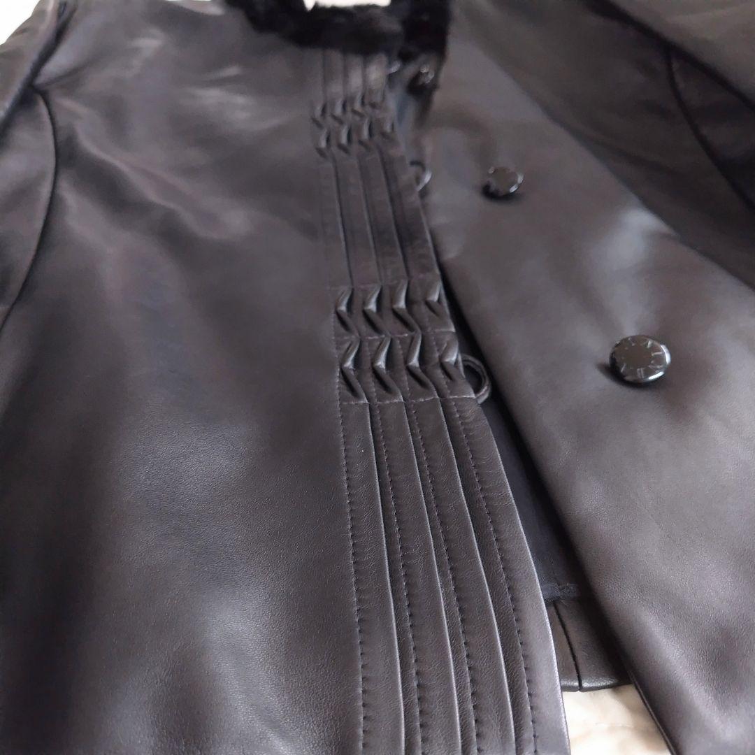 【美品】バルマン 羊革 ヌートリアファー　ラムレザージャケット　 L サイズ　黒