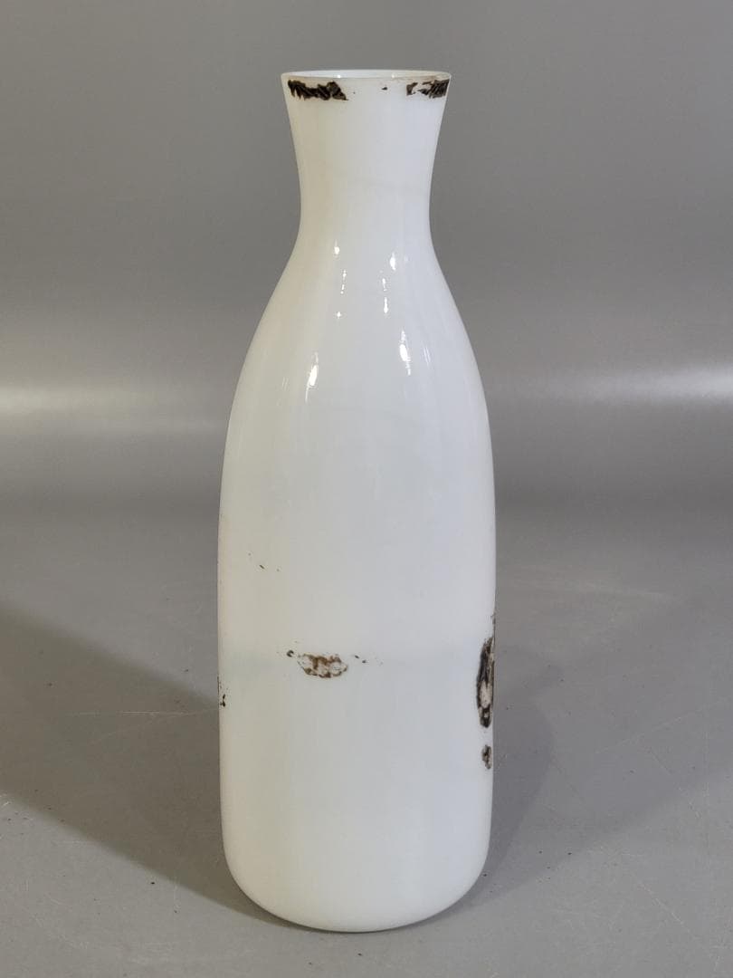 白色 江戸硝子 瓶 古美術 DT432