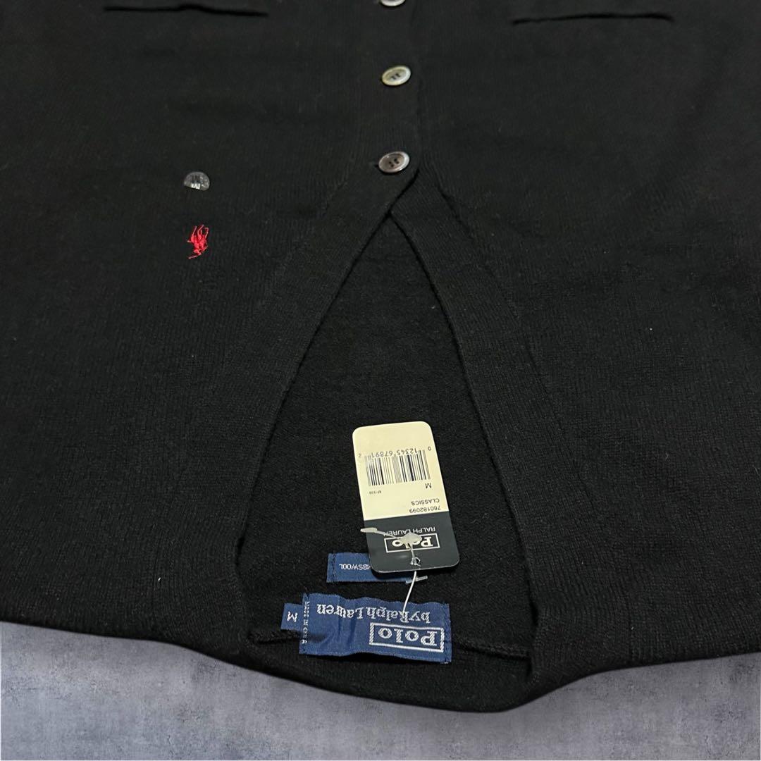 90s デッド POLO ラルフローレン ウール ニット カーディガン ブラック
