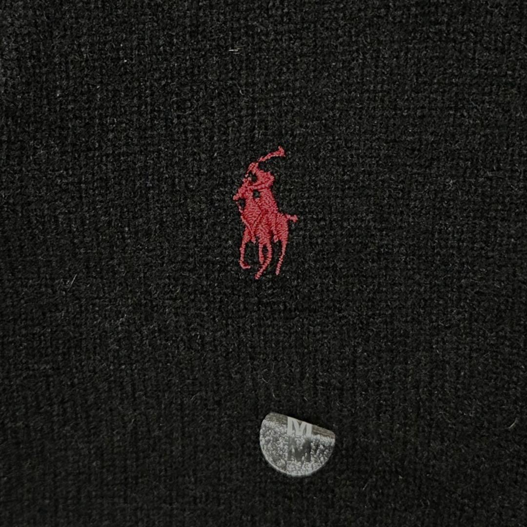 90s デッド POLO ラルフローレン ウール ニット カーディガン ブラック