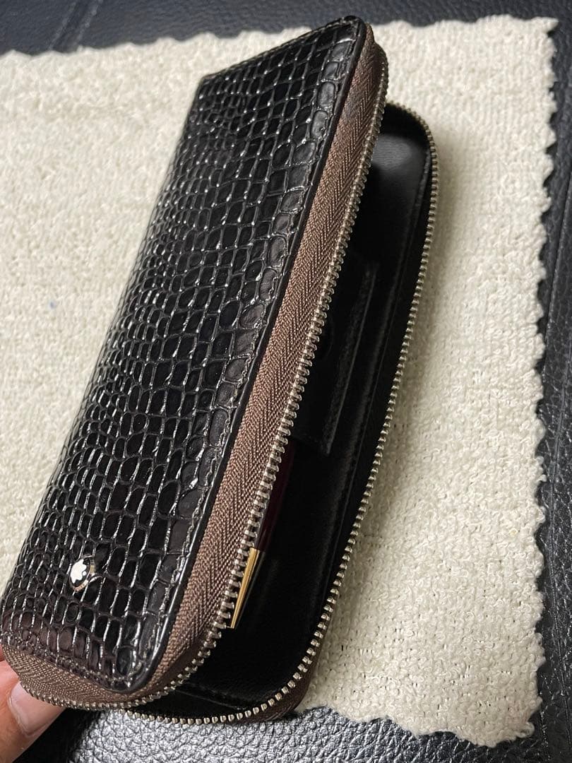 ‼️激レア‼️◾️美品◾️ペンケース2本差し◾️クロコダイル◾️ファスナー開閉式ボールペン◾️