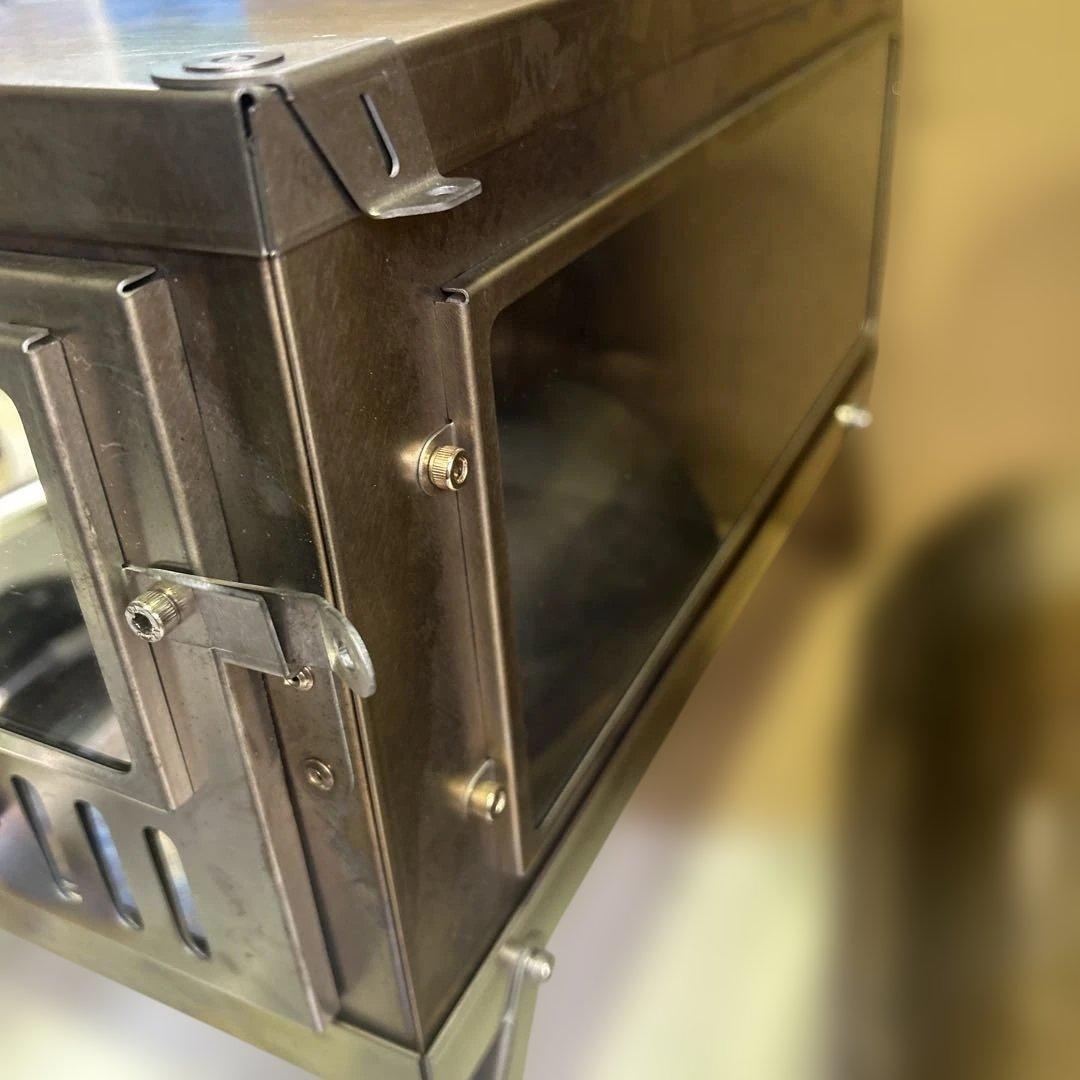 6773 ポモリー Timber チタン 薪ストーブ 両側ガラス 煙突 棚セット