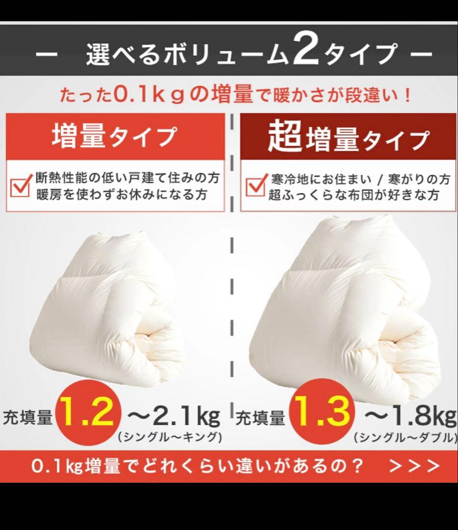女神の羽毛 ダブルロング ポーランド産 95%最高級ダウン 超増量タイプ　掛布団