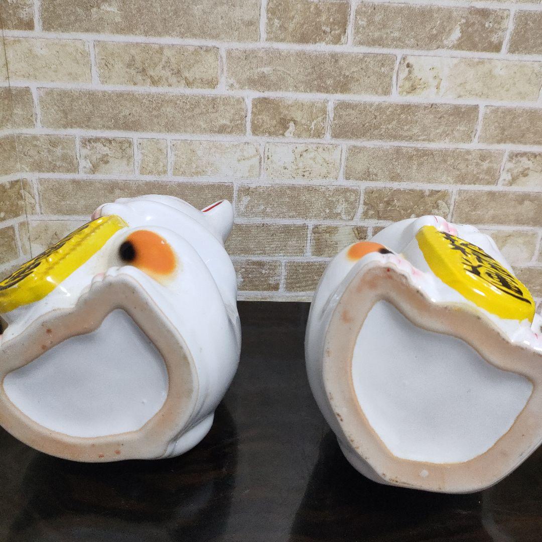 【希少】陶器製 招き猫 清酒入れ 右手上げ＆左手上げ 2体セット 30cmサイズ