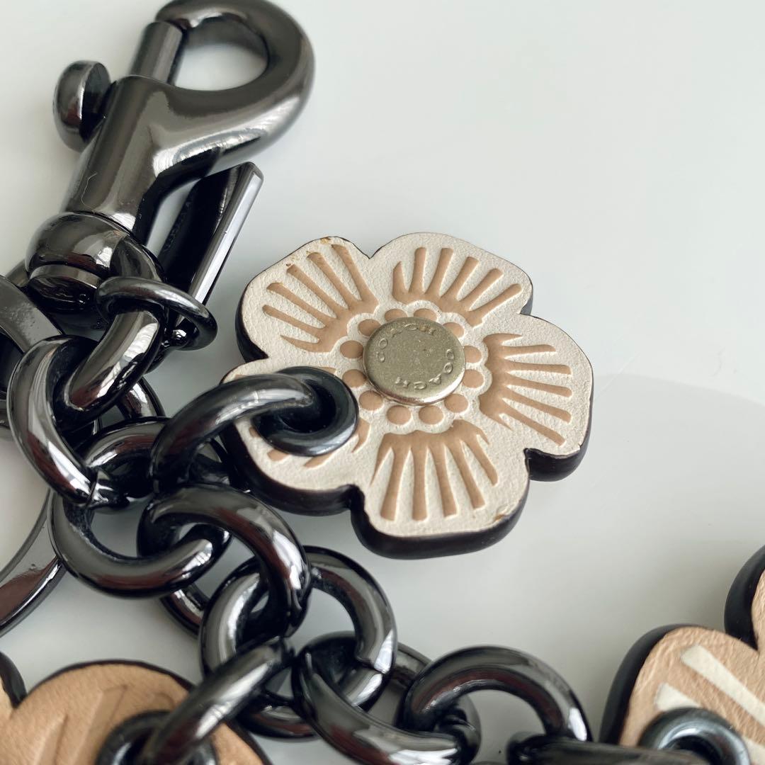 【未使用】COACH コーチ ティーローズ バックチャーム キーホルダー レザー