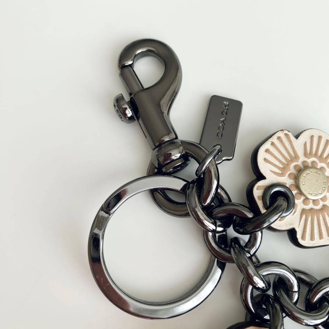 【未使用】COACH コーチ ティーローズ バックチャーム キーホルダー レザー