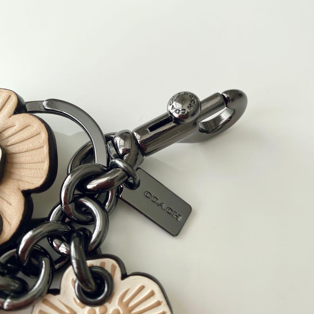【未使用】COACH コーチ ティーローズ バックチャーム キーホルダー レザー