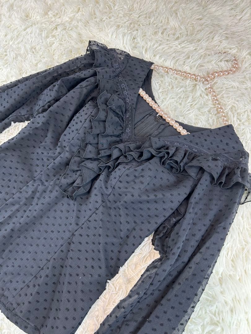 新品　ブラウス　フラメンコ衣装　ドット　水玉　レース