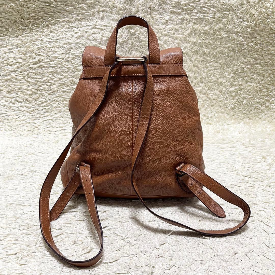 【美品/A4可】COACH 巾着　リュック　レザー　ターンロック　ゴールド金具