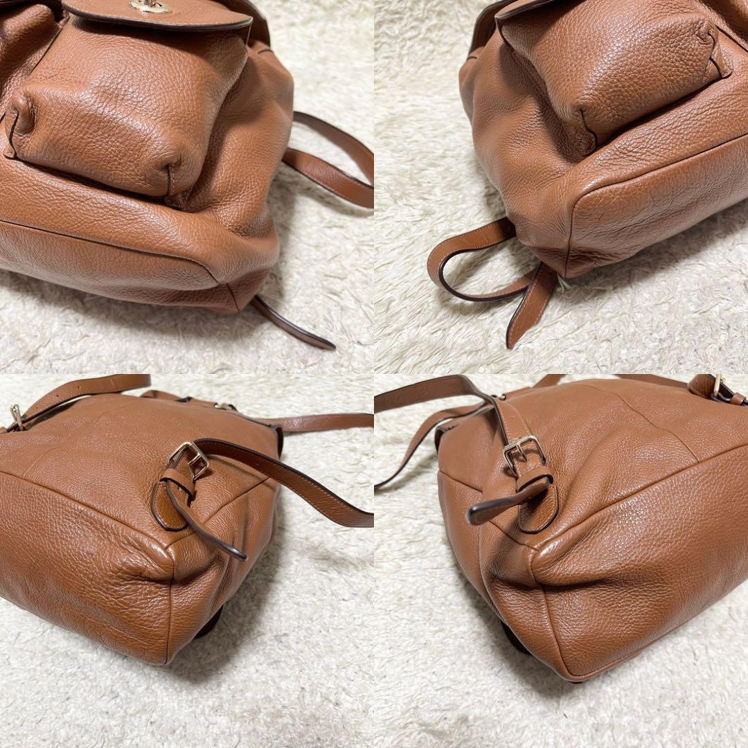 【美品/A4可】COACH 巾着　リュック　レザー　ターンロック　ゴールド金具