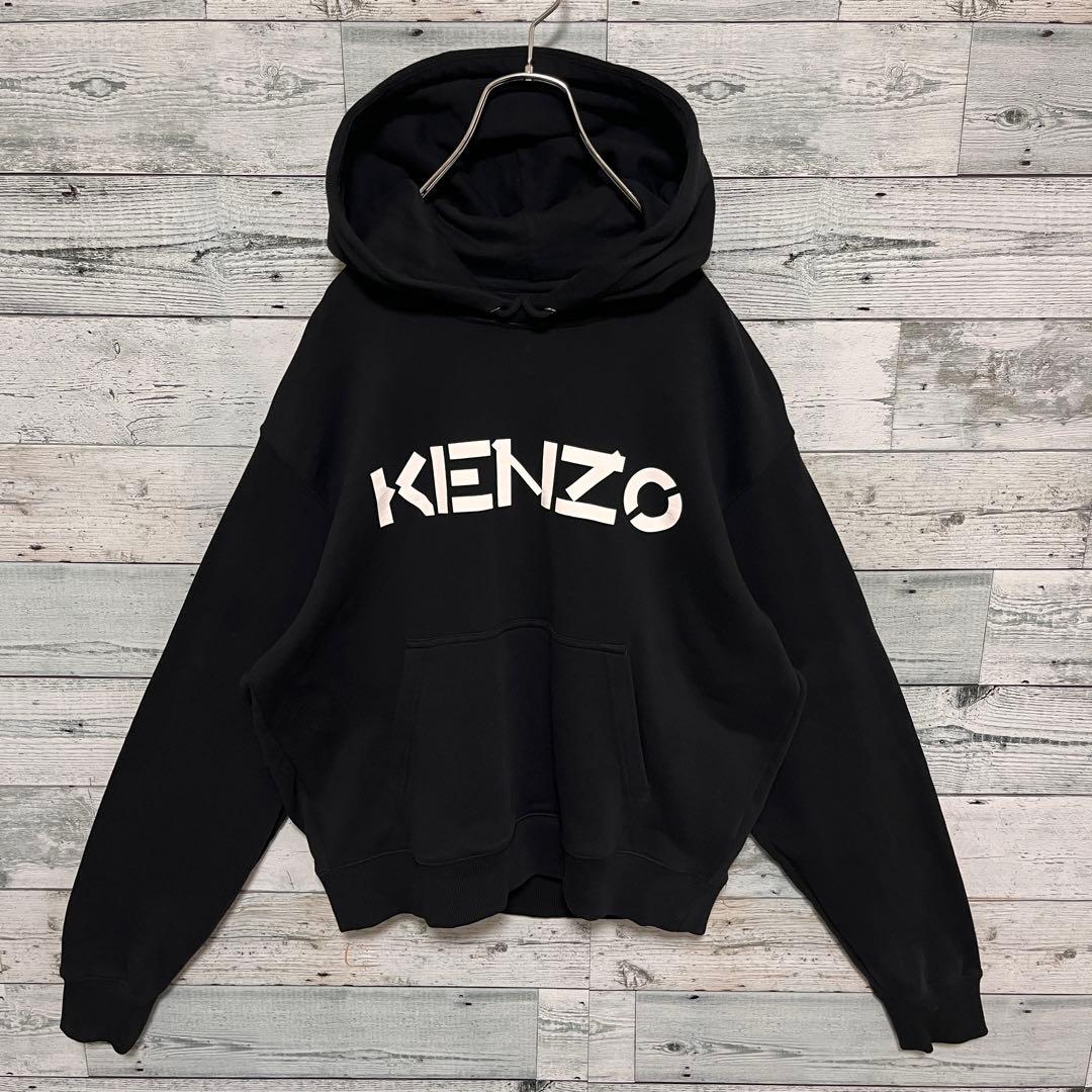 t143【美品】ケンゾー ビッグロゴ プリント パーカー 入手困難 希少 一点物