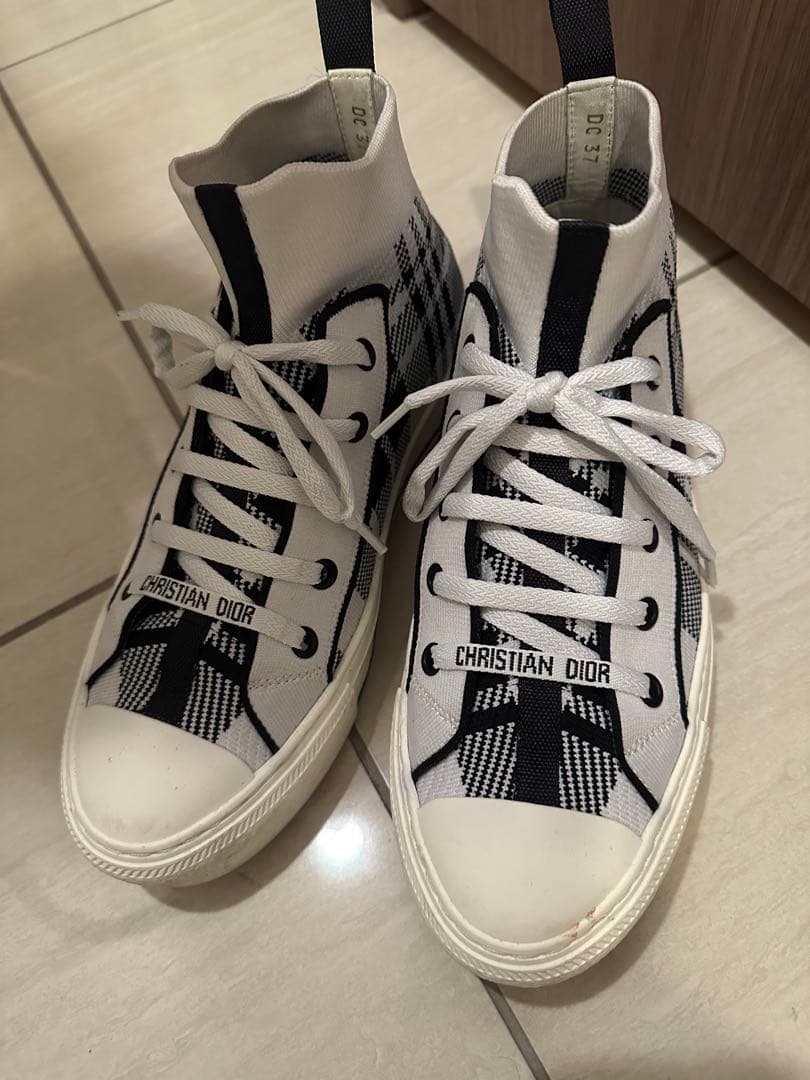Christian Dior チェック柄 ハイカットスニーカー